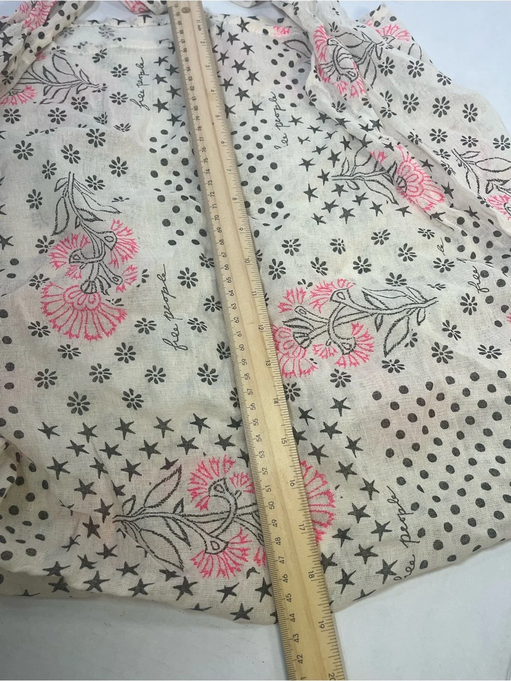 Free People Cream Canvas Tote with Pink Floral Print